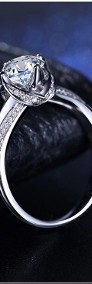 Nowy pierścionek srebrny kolor biała cyrkonia królewski elegancki-4