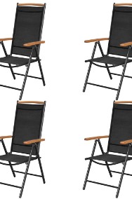 vidaXL Składane krzesła ogrodowe, 4 szt., aluminium/textilene, czarne 41733-2