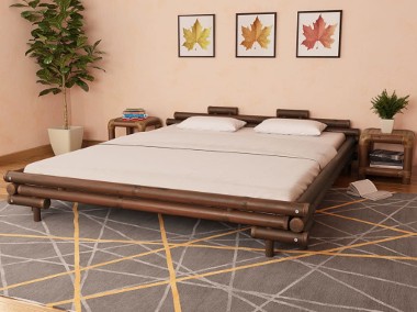 vidaXL Rama łóżka, ciemnobrązowa, bambusowa, 180 x 200 cm 247295-1