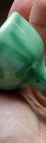 Komplet Ceramiczny Wazon + kieliszek na jajko, zestaw, zielone szkliwo efektowe-4