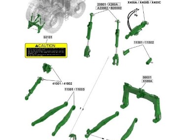 John Deere 7R 7R330 - wieszaki ramiona belki dolne TUZ-1