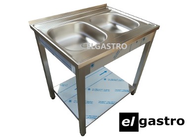 Zlew Gastronomiczny Dwukomorowy 80x60x85 z półką syfon GRATIS-1