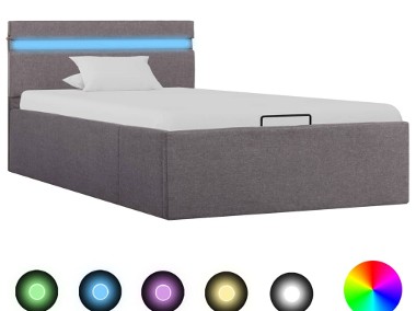 vidaXL Rama łóżka z podnośnikiem i LED, taupe, tkanina, 90 x 200 cm285624-1