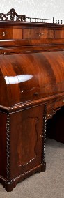 Duże biurko cylindryczne antyk mahoń z nadstawką-3