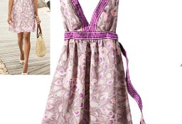 Nowa sukienka H&M 36 S w pawie pióra fiolet dekolt midi