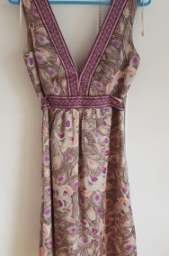 Nowa sukienka H&M 36 S w pawie pióra fiolet dekolt midi-2