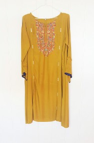 Nowa sukienka tunika indyjska M 38 L 40 oliwkowa haft wiskoza boho hippie-2