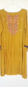 Nowa sukienka tunika indyjska M 38 L 40 oliwkowa haft wiskoza boho hippie-3
