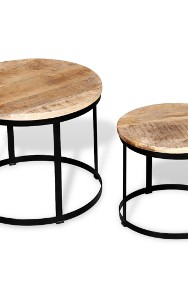 vidaXL Dwa stoliki kawowe z surowego drewna mango, okrągłe 40 i 50 cm244006-2