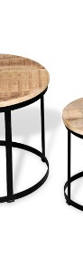 vidaXL Dwa stoliki kawowe z surowego drewna mango, okrągłe 40 i 50 cm244006-3