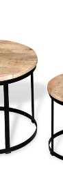 vidaXL Dwa stoliki kawowe z surowego drewna mango, okrągłe 40 i 50 cm244006-4