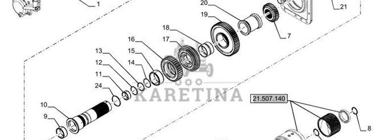 New Holland T6070 Wałek 784mm l 87701173-1