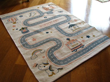 Eko- dywan dziecięcy, mata do zabawy, bawełna 130 x 90 cm -1