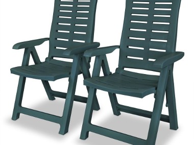 vidaXL Rozkładane krzesła ogrodowe, 2 szt., plastikowe, zielone 43896-1