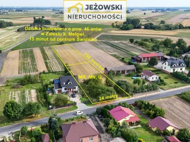 Działka budowlana 46 arów Zalesie k. Mełgwi-1