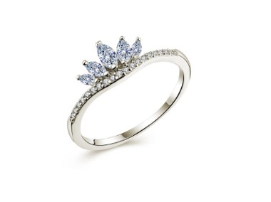 Nowy pierścionek srebrny kolor tiara korona cyrkonie księżniczka celebrytka-1