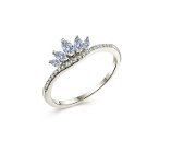 Nowy pierścionek srebrny kolor tiara korona cyrkonie księżniczka celebrytka