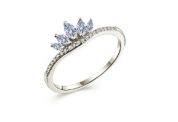 Nowy pierścionek srebrny kolor tiara korona cyrkonie księżniczka celebrytka