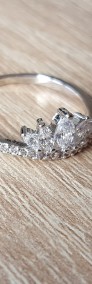Nowy pierścionek srebrny kolor tiara korona cyrkonie księżniczka celebrytka-4