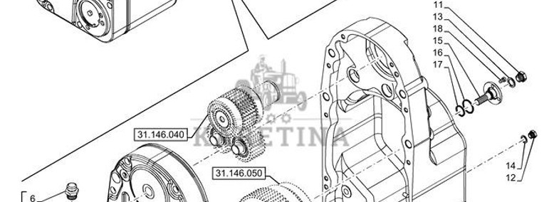 New Holland T6070 Zespol wom przod 47489182-1