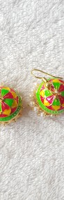 Małe kolczyki indyjskie jhumka jhumki dzwonki złoty kolor neon boho Bollywood-3