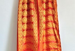 Vintage saree sari pomarańczowe paisley indyjska sukienka retro orient Bollywood