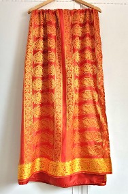Vintage saree sari pomarańczowe paisley indyjska sukienka retro orient Bollywood-2