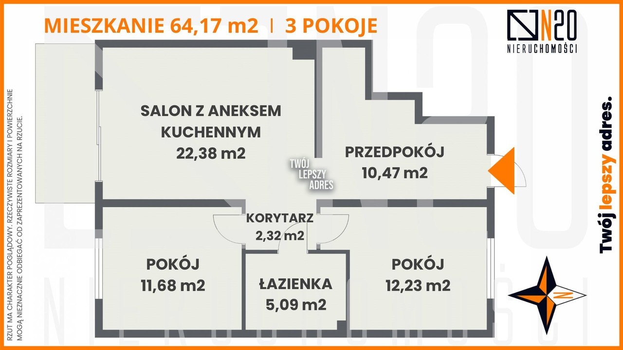 NOWE -3 pok. mieszkania, parter 63 m², duży ogród! - View 4
