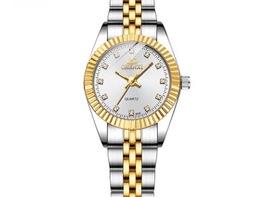 Zegarek damski srebrno złoty klasyczny elegancki Chenxi z bransoletą nowy-1
