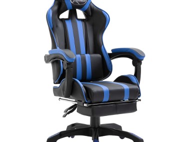 vidaXL Fotel dla gracza z podnóżkiem, niebieski, sztuczna skóra20216-1
