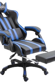 vidaXL Fotel dla gracza z podnóżkiem, niebieski, sztuczna skóra20216-2