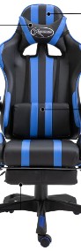 vidaXL Fotel dla gracza z podnóżkiem, niebieski, sztuczna skóra20216-3