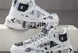 Trendy sneakersy chunky z nadrukiem graffiti z ekologicznej skóry