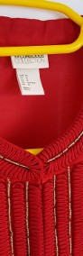 Nowa bluzka koszulka H&M 42 XL czerwona tunika haft koraliki-4