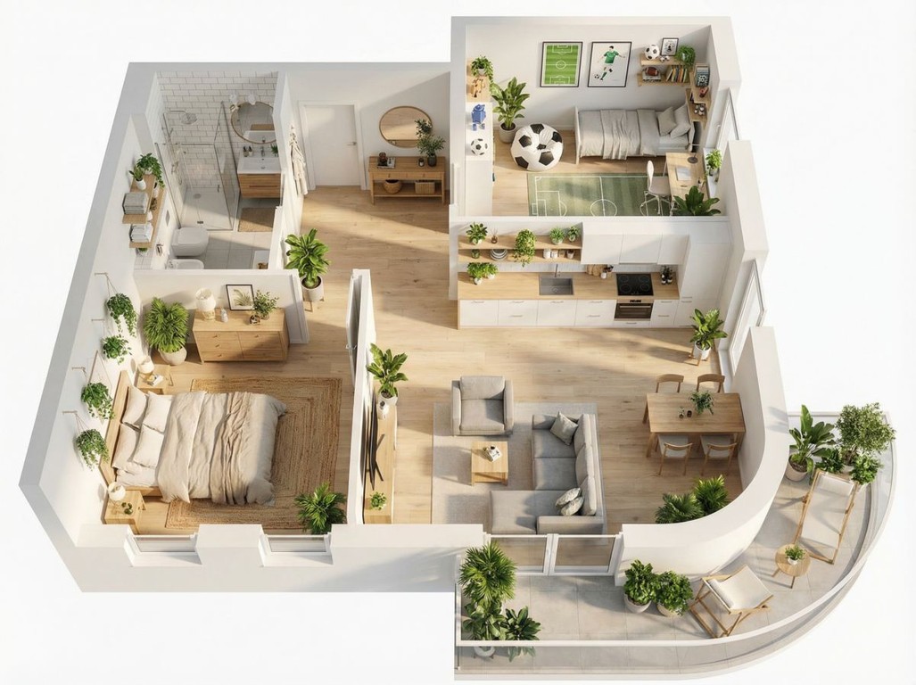 Bardzo jasne-Ekspozycja południowa| 58,54 m²|3pok
