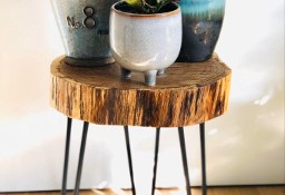 Stolik kawowy –plaster drewna dąb, loft industrial, hairpin legs metal