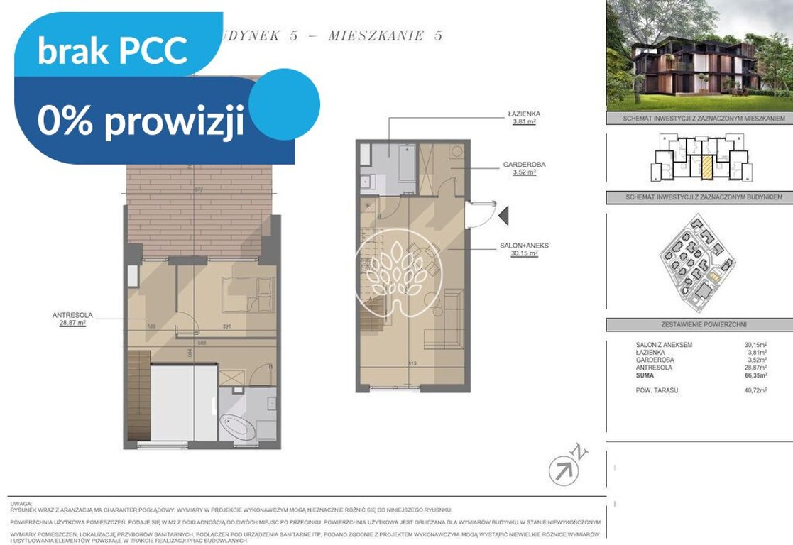 Mieszkanie na sprzedaż, 3 pokoje, 66 m², Lubicz Dolny