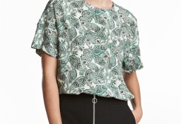 Bluzka H&M 44 2XL XXL top koszulka lekka wiskoza krepa asymetryczna paisley