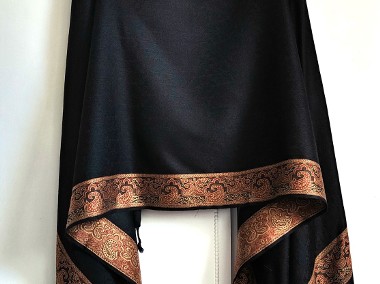 Nowy duży szal orientalny czarny wzór boho bohemian arabski elegancki-1
