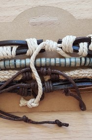 125 Nowy komplet bransoletek męskich boho hippie sznur skóra-2