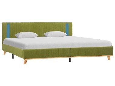 vidaXL Rama łóżka z LED, zielona, tkanina, 180 x 200 cm286672-1