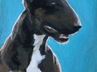 BULLTERRIER bulterrier bulterier portret psa obraz olejny na płótnie 20x30 cm-1