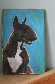 BULLTERRIER bulterrier bulterier portret psa obraz olejny na płótnie 20x30 cm-2