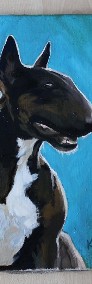 BULLTERRIER bulterrier bulterier portret psa obraz olejny na płótnie 20x30 cm-4