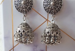 Nowe indyjskie kolczyki jhumka jhumki retro srebrny kolor bohema hippie boho