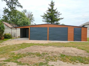 Garaż blaszany drewnopodobny 8x5+3m wiata, blaszak, kolor, -1