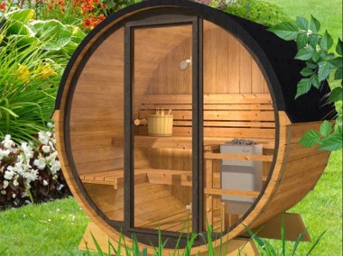 Sauna ogrodowa tarasowa 160 cm ze szklanym frontem  NIEBO z termodrewna-1