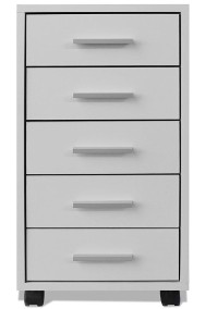 vidaXL Szafka biurowa z kółkami i 5 szufladami, w kolorze białym243064-2