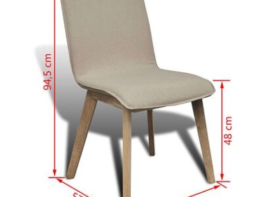 vidaXL Krzesła do jadalni, 4 szt., beżowe, tkanina i lity dąbSKU:241152-2
