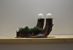 Świecznik drewniany na dwie świece